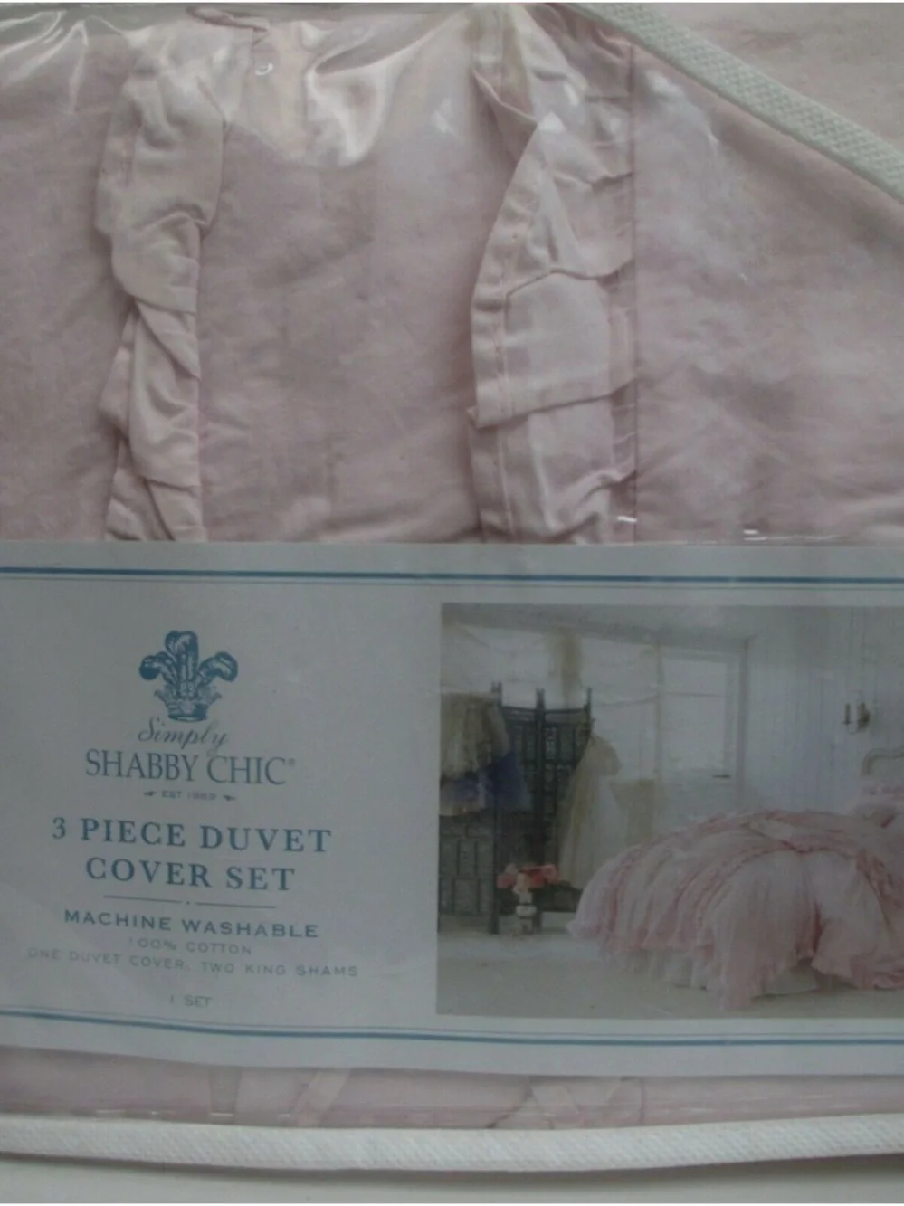 💕Shabby Chic Light Pink Ruffled Duvet Cover